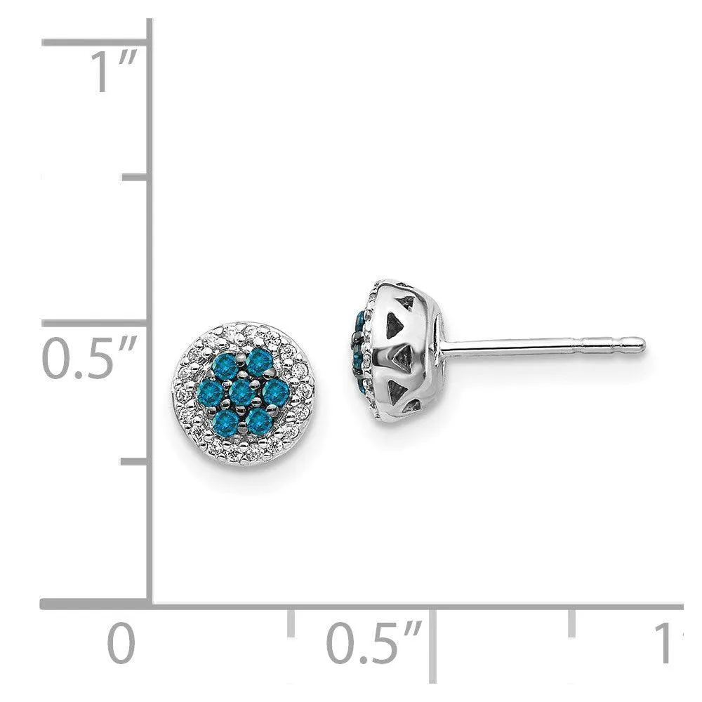 14k White Gold Blue/White Diamond Earrings