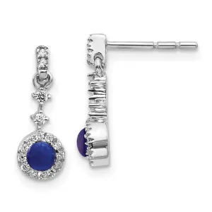 14k White Gold Diamond & Cabochon Sapphire Earrings
