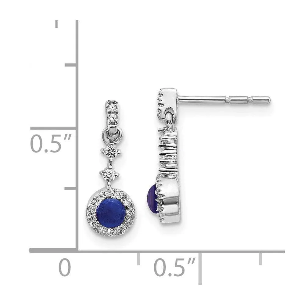 14k White Gold Diamond & Cabochon Sapphire Earrings
