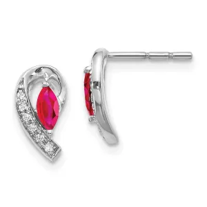 14k White Gold Diamond & Ruby Earrings
