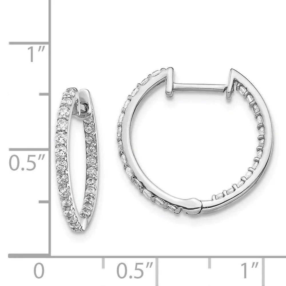 14k White Gold Diamond Hoop Earrings