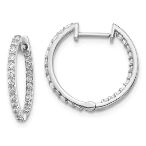 14k White Gold Diamond Hoop Earrings
