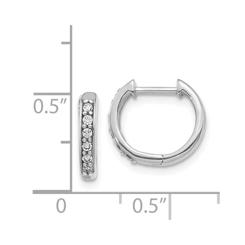 14k White Gold Diamond Hoop Earrings