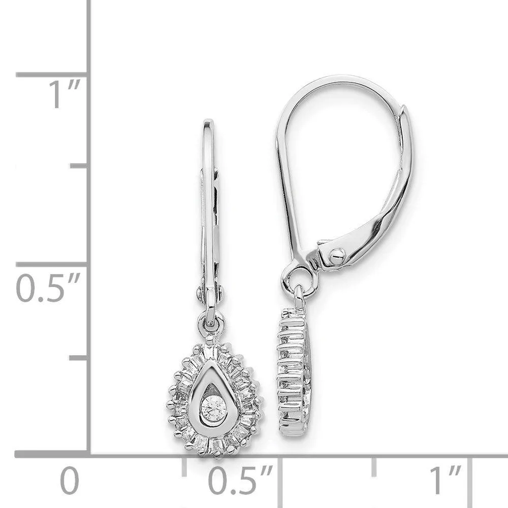 14k White Gold Diamond Leverback Earrings
