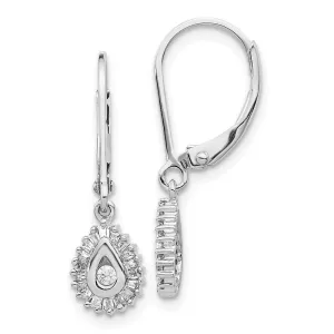 14k White Gold Diamond Leverback Earrings