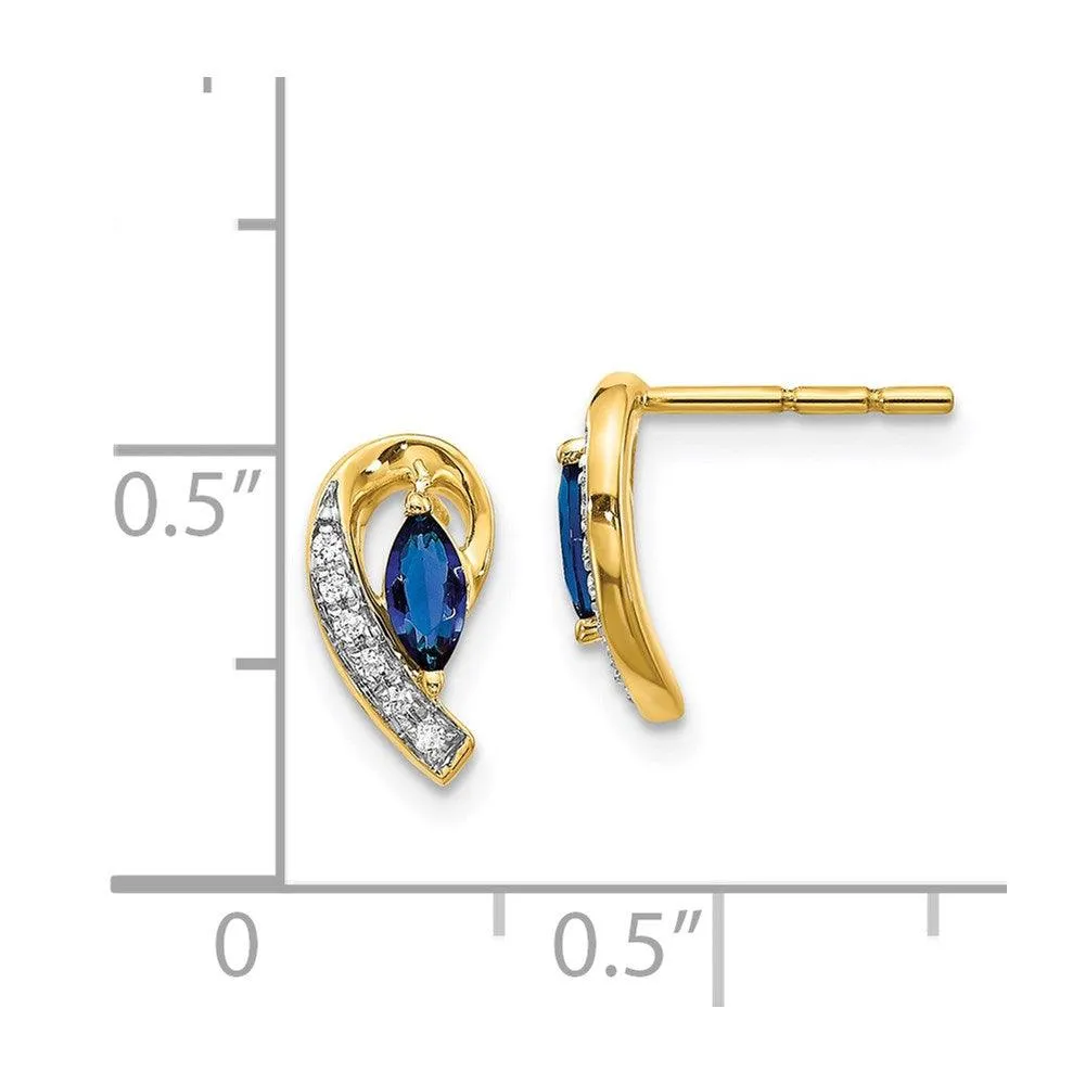 14k Yellow Gold Diamond & Sapphire Earrings