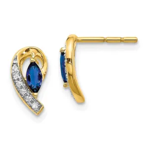 14k Yellow Gold Diamond & Sapphire Earrings