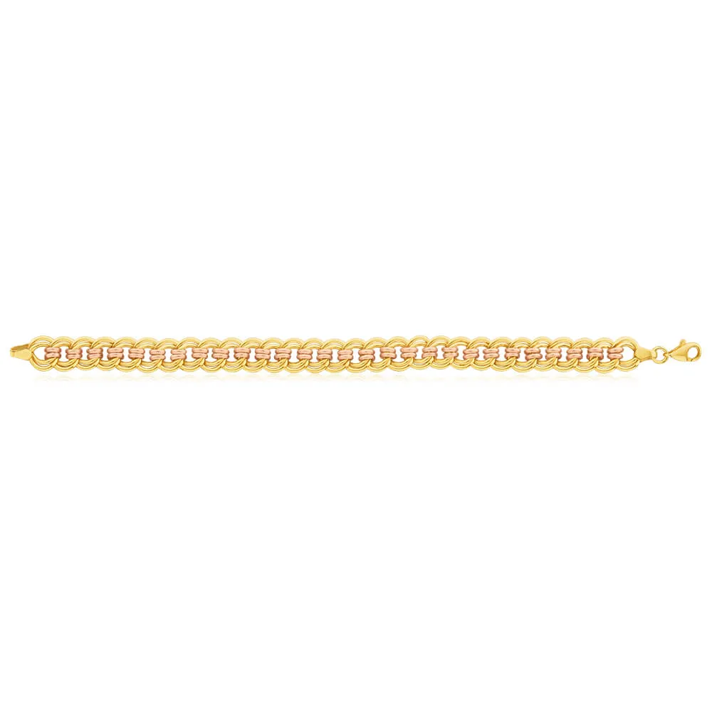 9ct Yellow Gold & Rose Gold Curb Bracelet