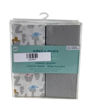 Aden   Anais Essentials Classic Poplin Crib Sheets, 2 Pack, Alphabet Animals