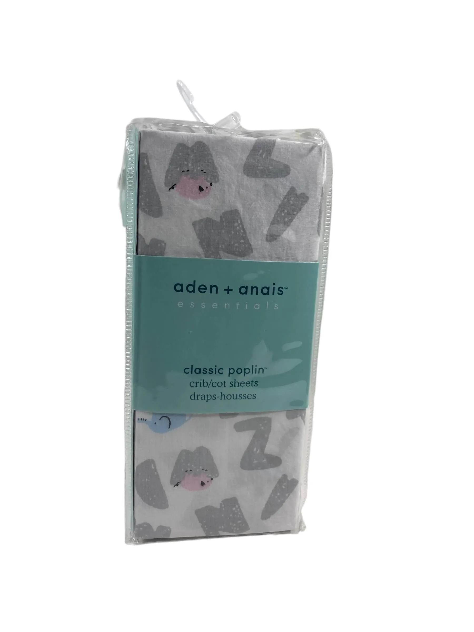 Aden   Anais Essentials Classic Poplin Crib Sheets, 2 Pack, Alphabet Animals