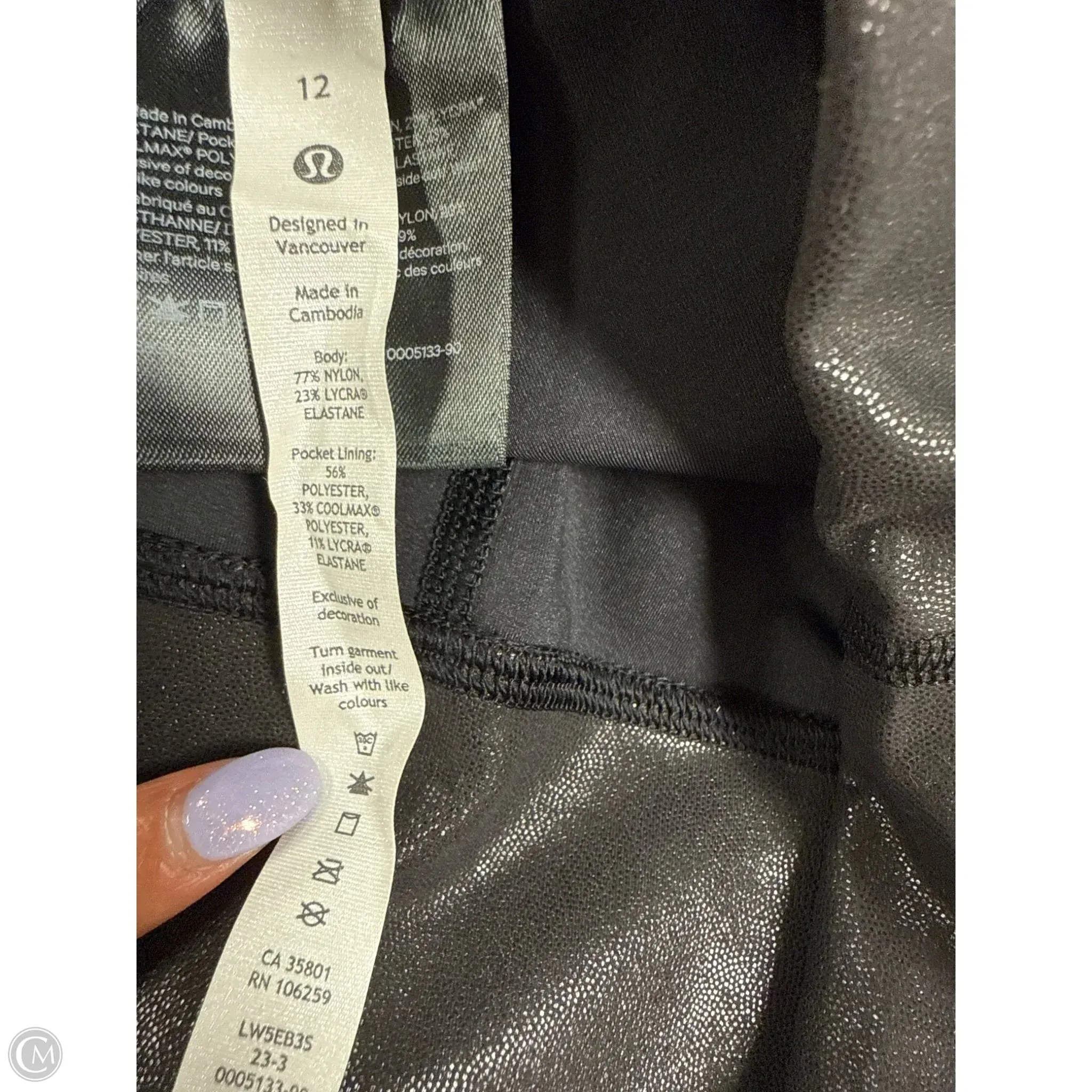 Athletic Leggings By Lululemon In Black, Size: 12