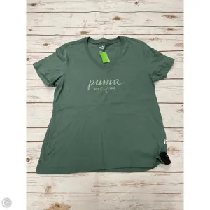 Athletic Top Short Sleeve By Puma In Green, Size: L