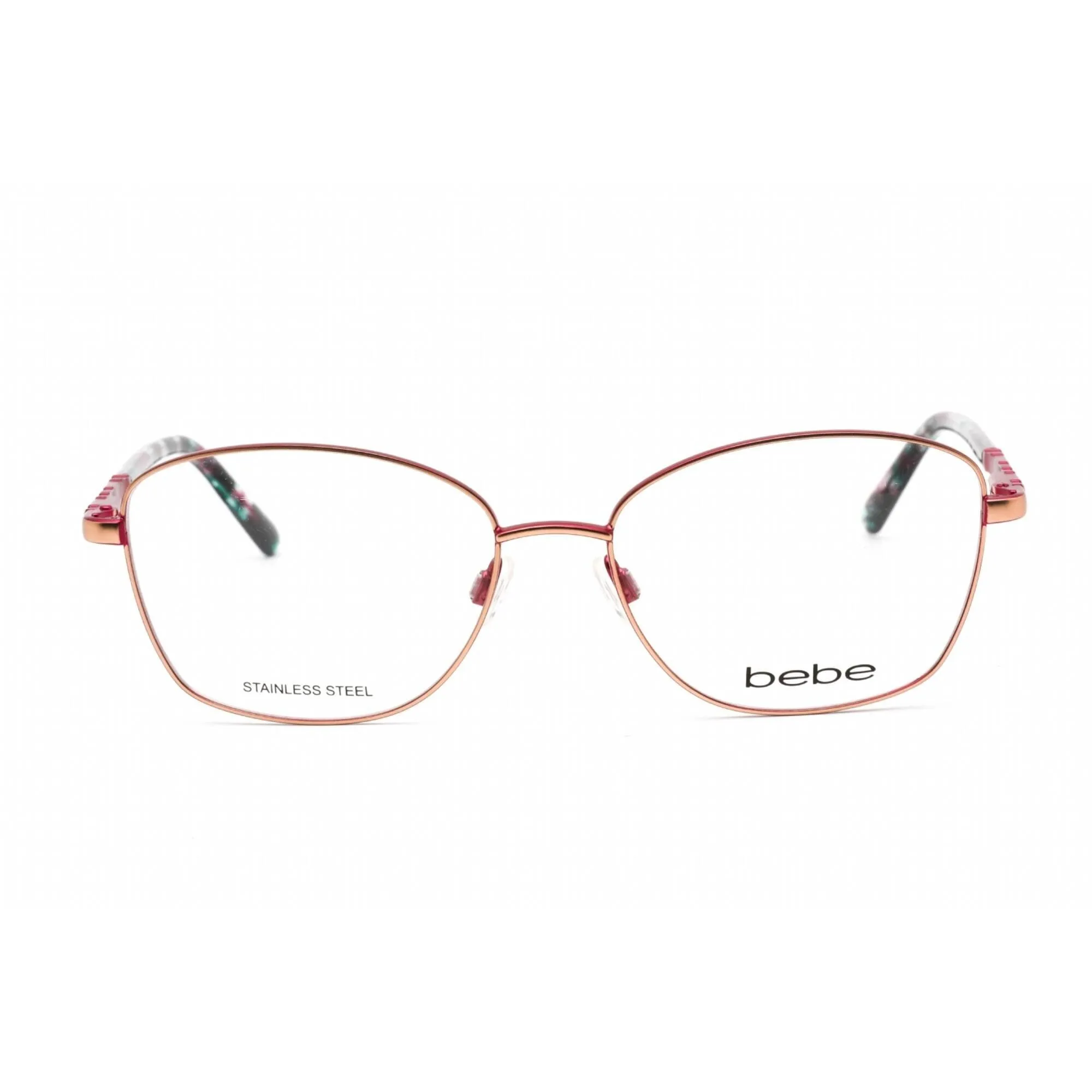 Bebe Women's Eyeglasses - Rose Gold Rectangular Full Rim Frame Clear Lens | BB5192 770