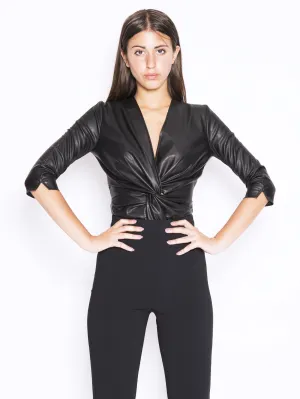 Body in black protective leather