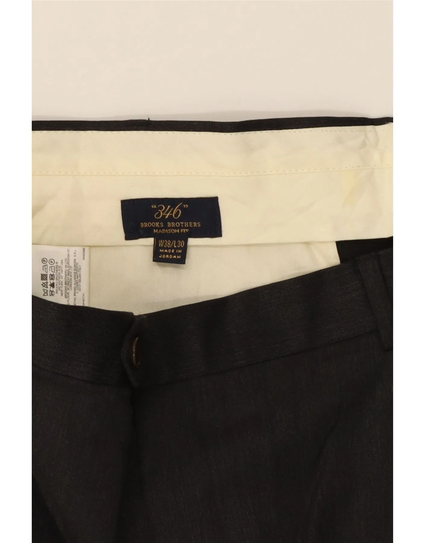 BROOKS BROTHERS Mens Madison Fit Pegged Suit Trousers W38 L30 Grey Wool