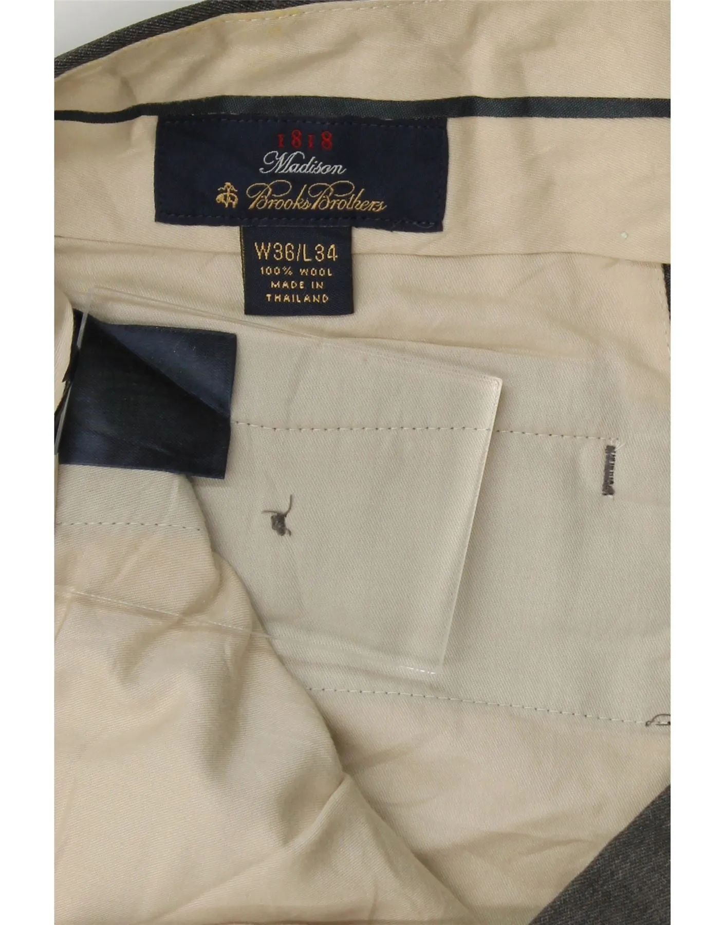 BROOKS BROTHERS Mens Pegged Suit Trousers W36 L34 Grey Wool