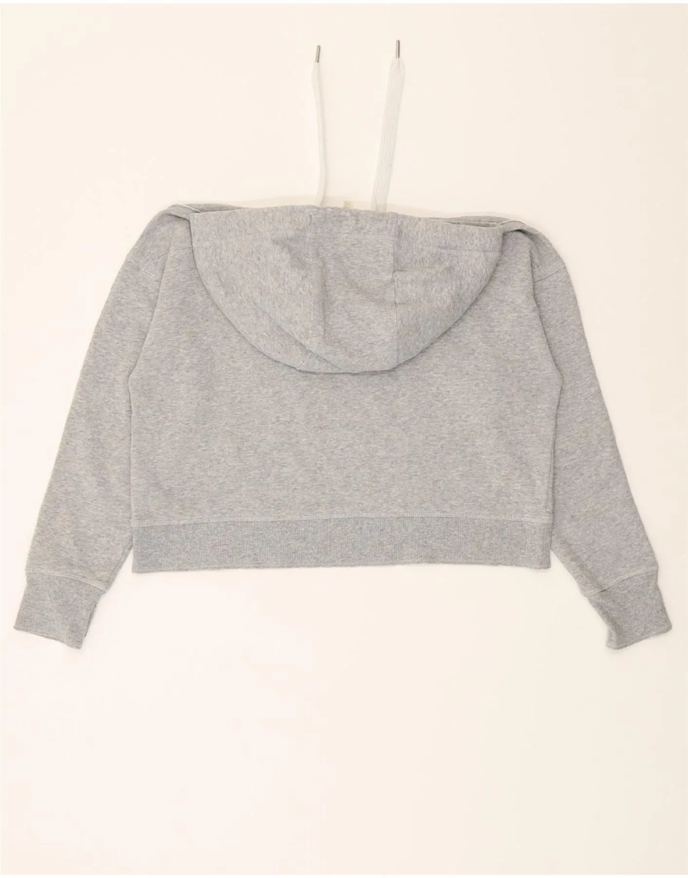 CALVIN KLEIN Womens Oversized Crop Graphic Hoodie Jumper UK 6 XS Grey
