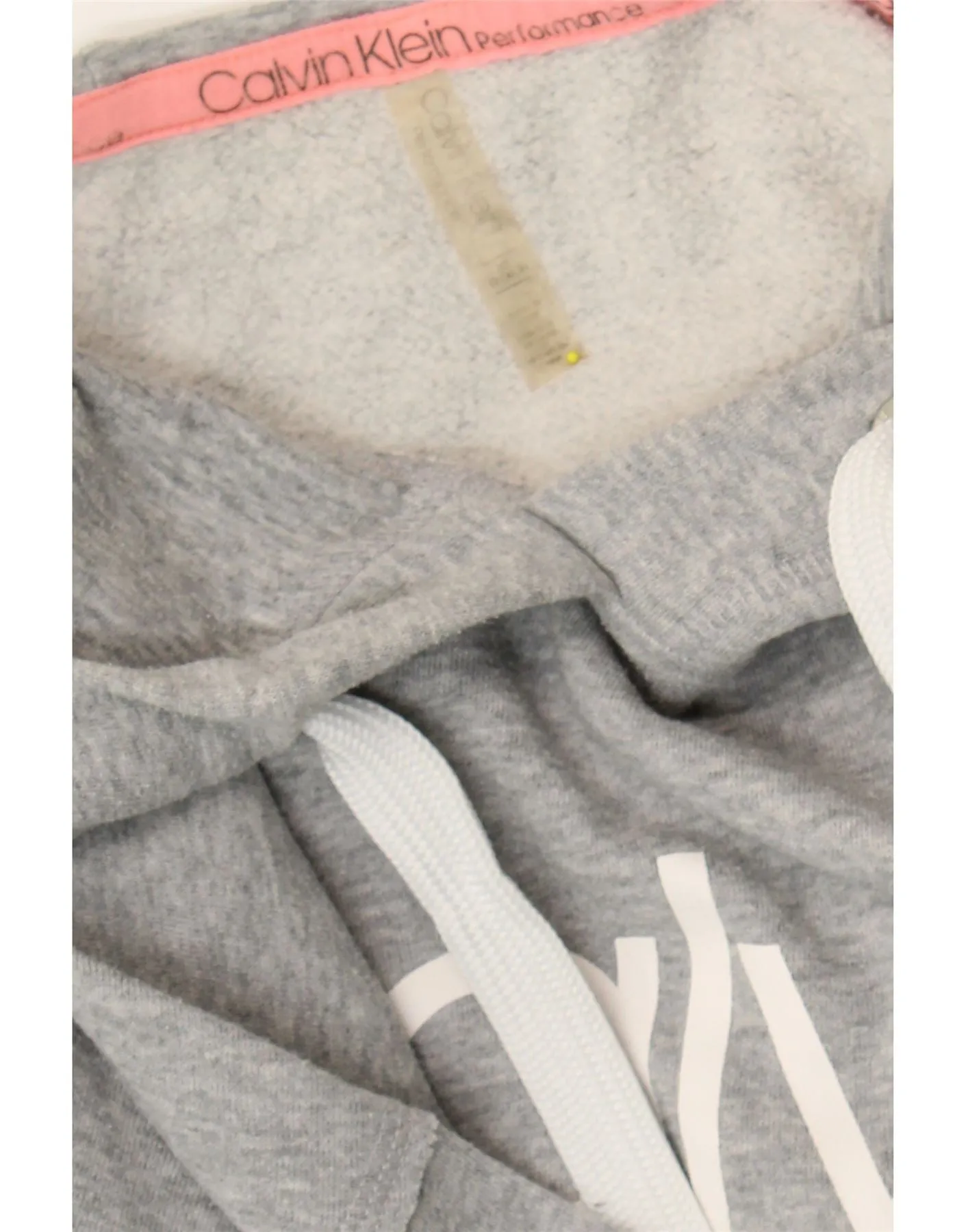 CALVIN KLEIN Womens Oversized Crop Graphic Hoodie Jumper UK 6 XS Grey