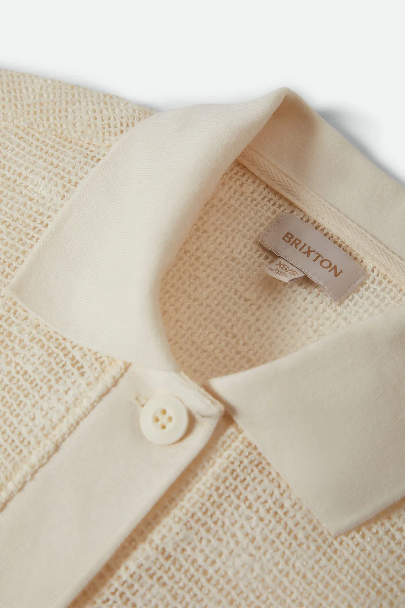 Camp Mesh Button Down S/S Polo Knit - Off White