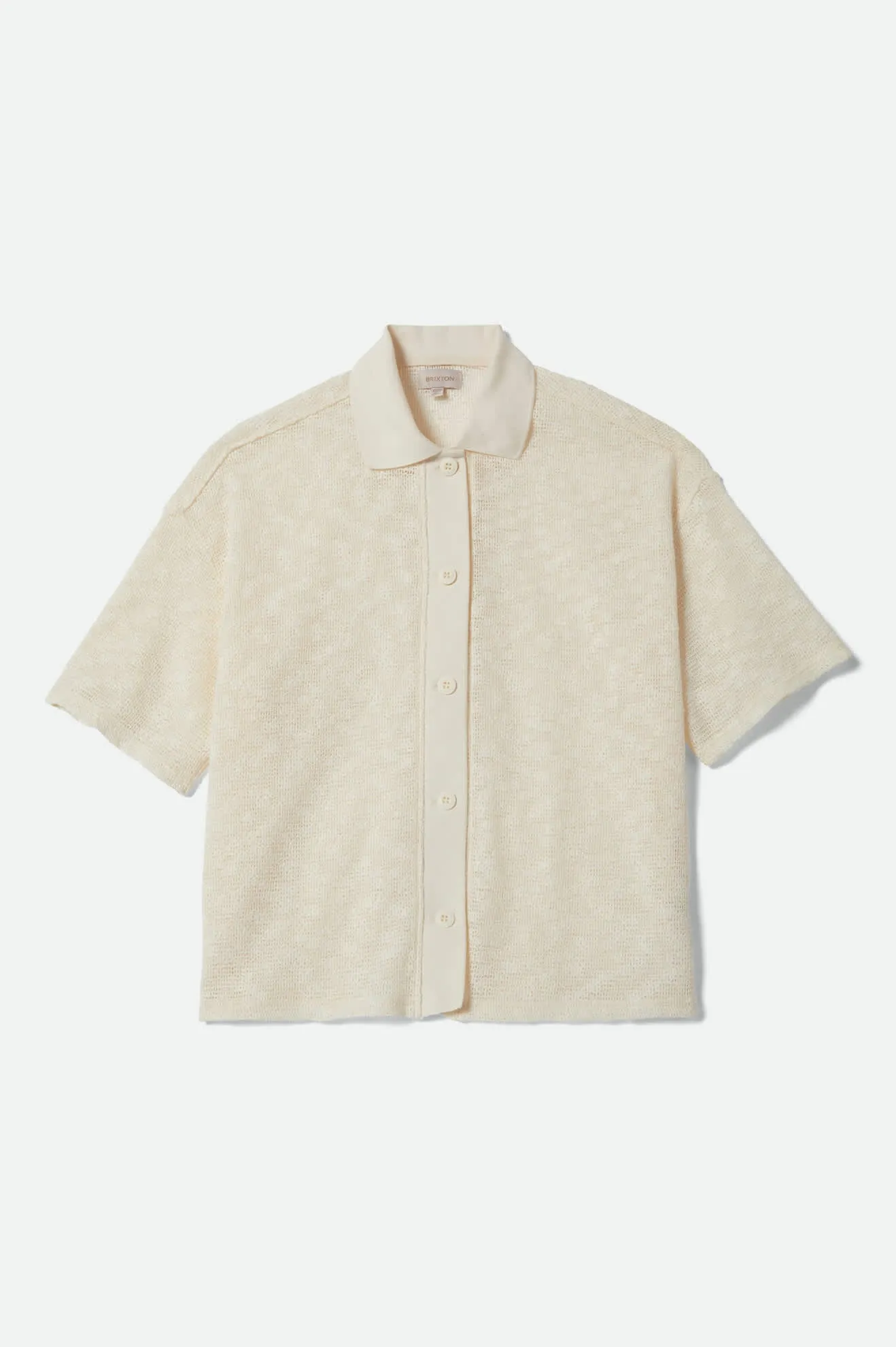 Camp Mesh Button Down S/S Polo Knit - Off White