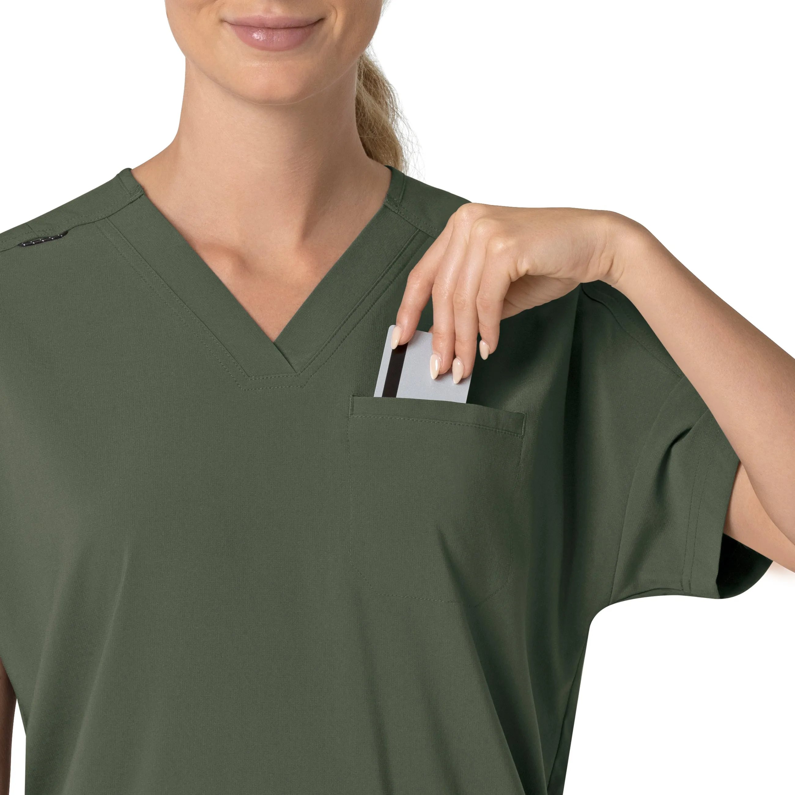 Carhartt Force Cross-Flex Women's Oversized V-Neck Scrub Top - Olive
