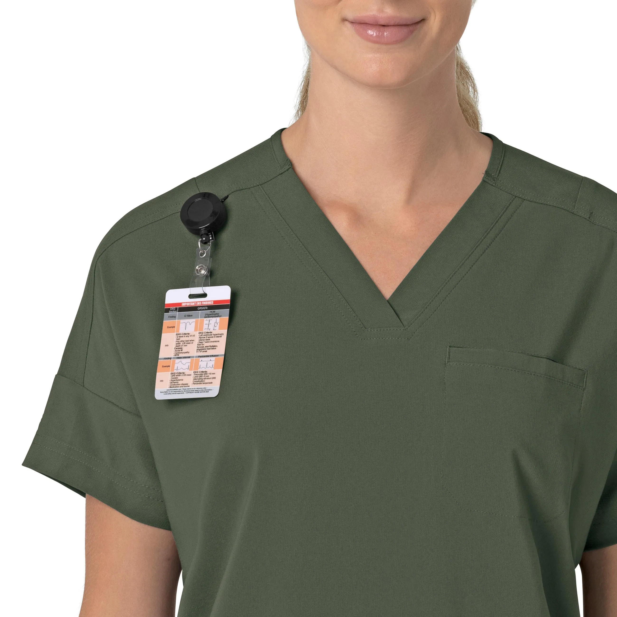 Carhartt Force Cross-Flex Women's Oversized V-Neck Scrub Top - Olive