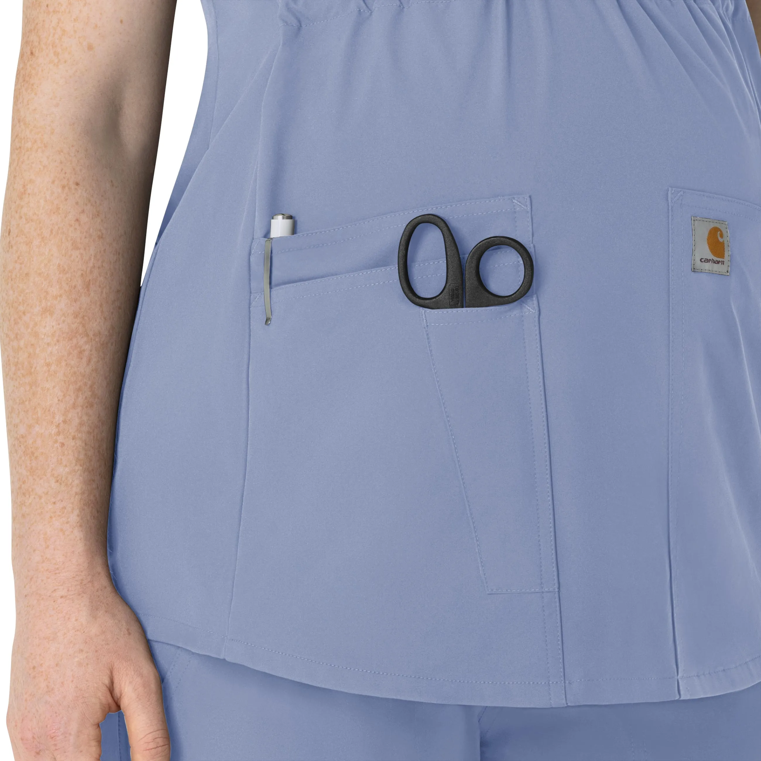 Carhartt Force Essentials Women's Henley Maternity Scrub Top - Ceil Blue