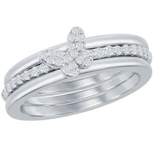 Classic Women's 3-pc Micro Pave CZ Butterfly Ring - W-2691