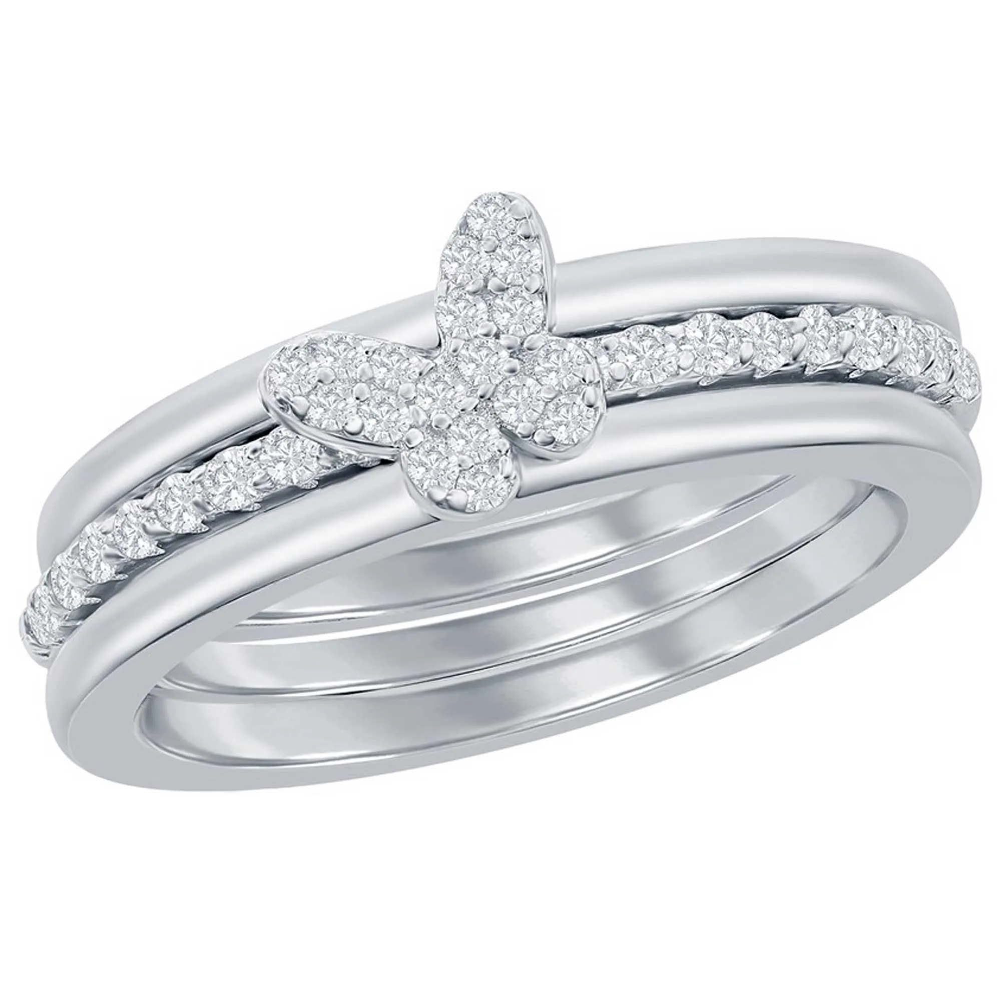 Classic Women's 3-pc Micro Pave CZ Butterfly Ring - W-2691