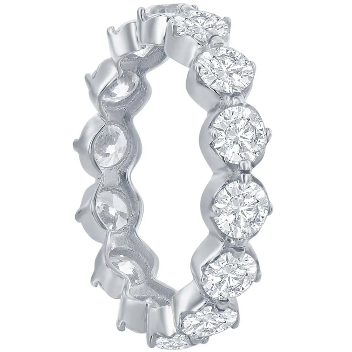 Classic Women's 5mm Round CZ Eternity Band Ring - W-2688