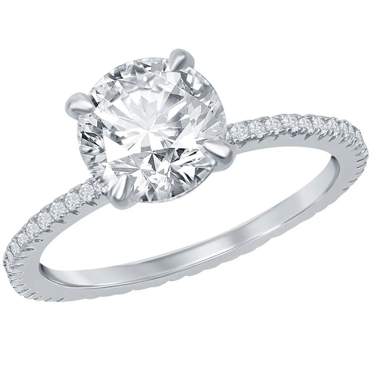 Classic Women's 8mm Round CZ Micro Pave Band Ring - W-2852