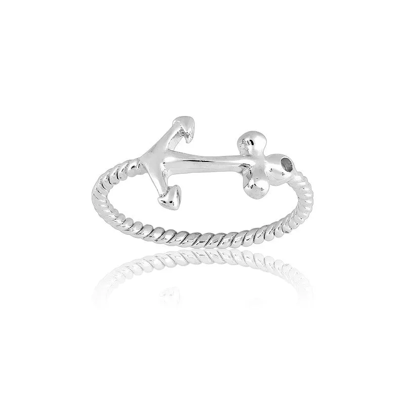 Classic Women's Anchor with Twisted Design Ring - W-9822