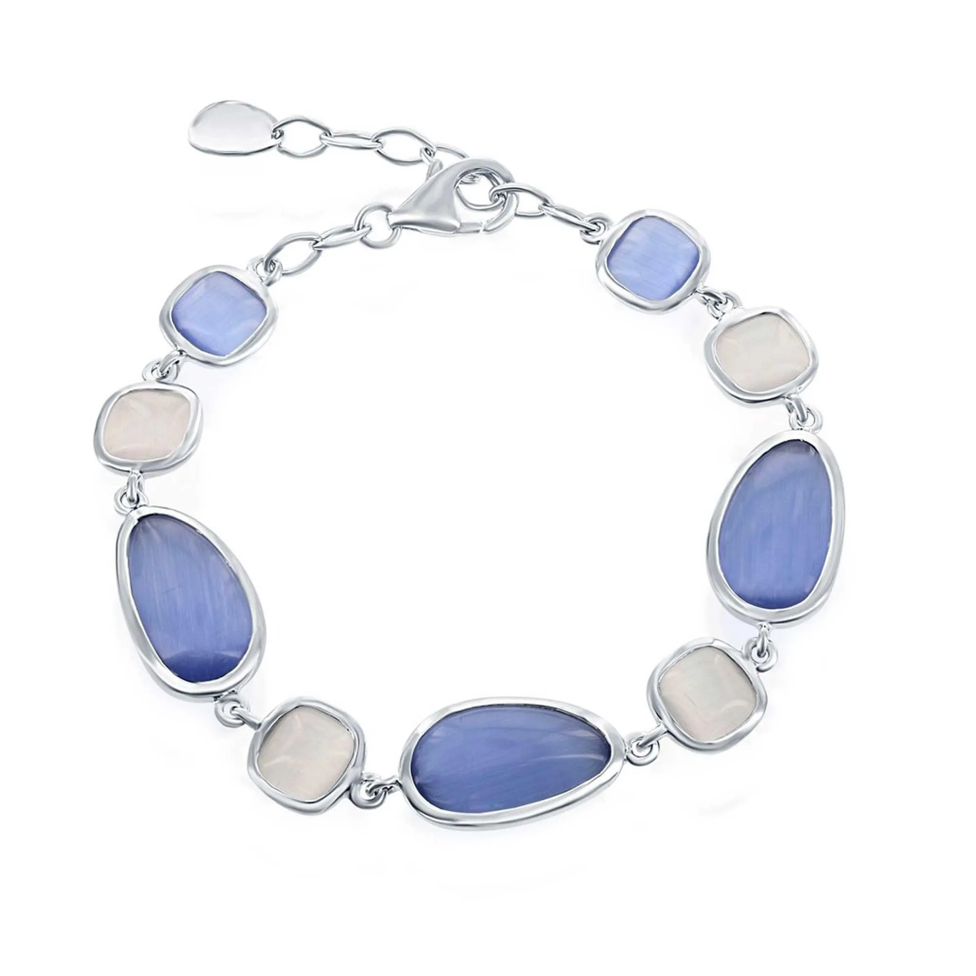 Classic Women's Bracelet - Irregular Blue Gray and Square Gray Cat's Eye | SMT-7760