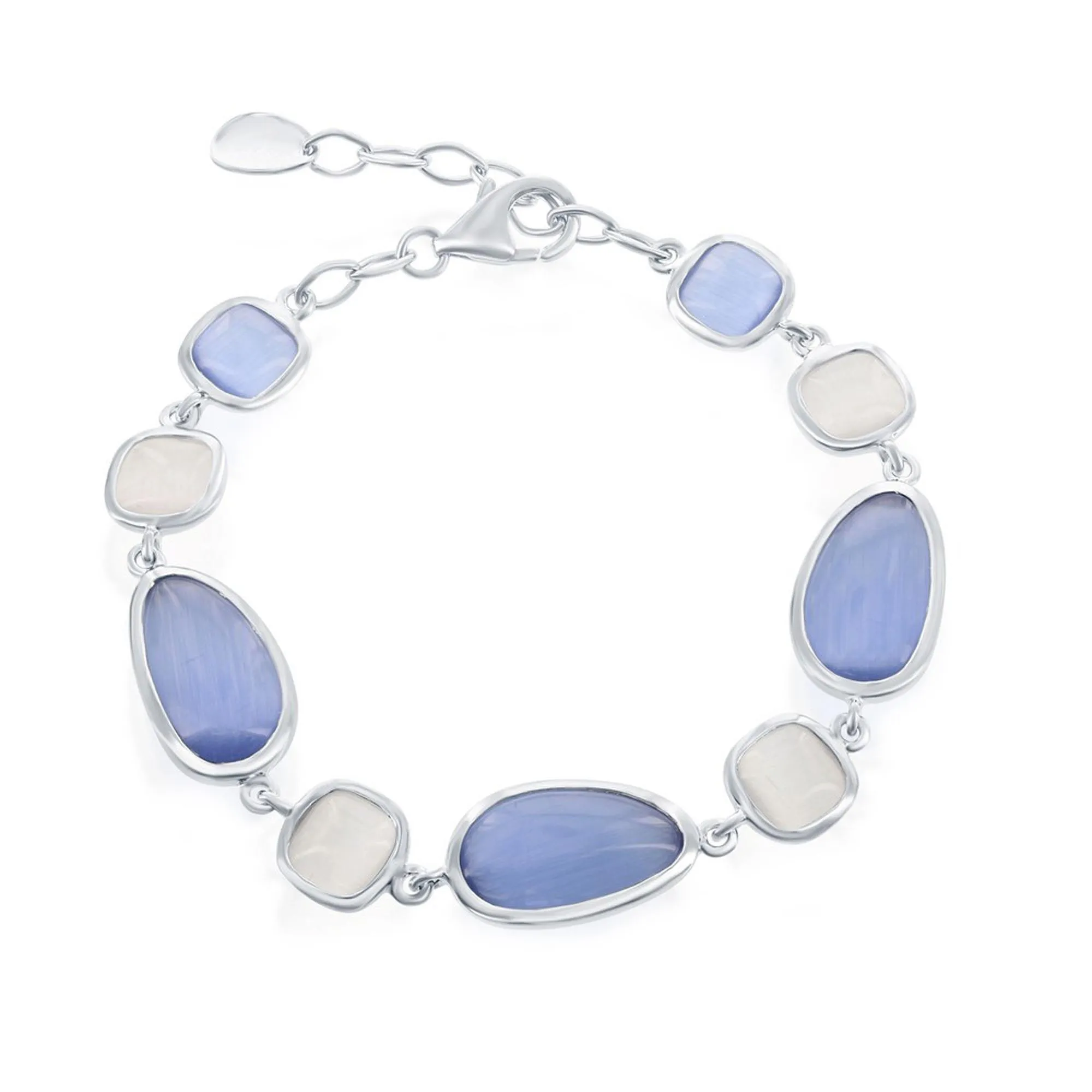 Classic Women's Bracelet - Irregular Blue Gray and Square Gray Cat's Eye | SMT-7760