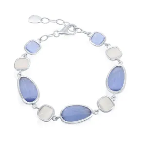 Classic Women's Bracelet - Irregular Blue Gray and Square Gray Cat's Eye | SMT-7760