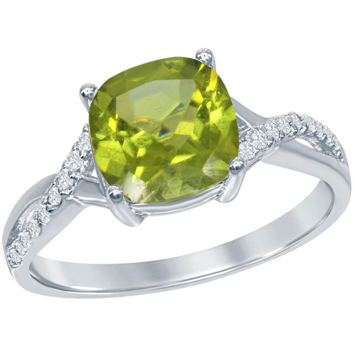 Classic Women's Citrine with White Topaz Gem Ring - W-1681