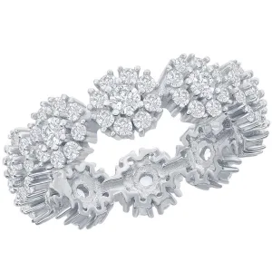 Classic Women's Flower Design CZ Eternity Ring - W-2706
