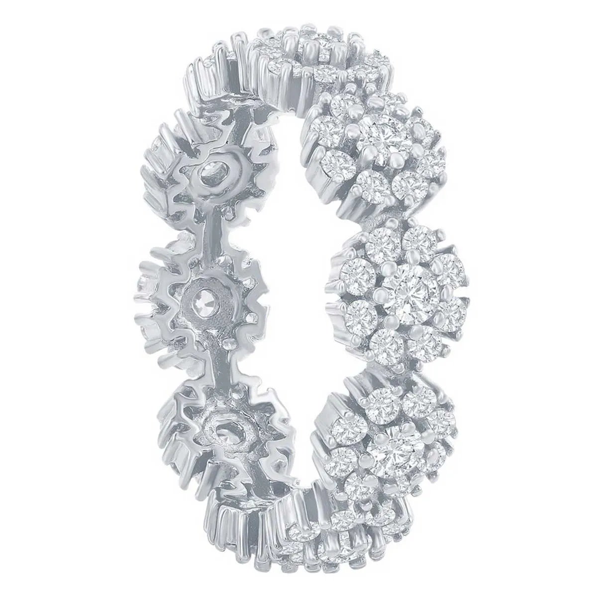Classic Women's Flower Design CZ Eternity Ring - W-2706