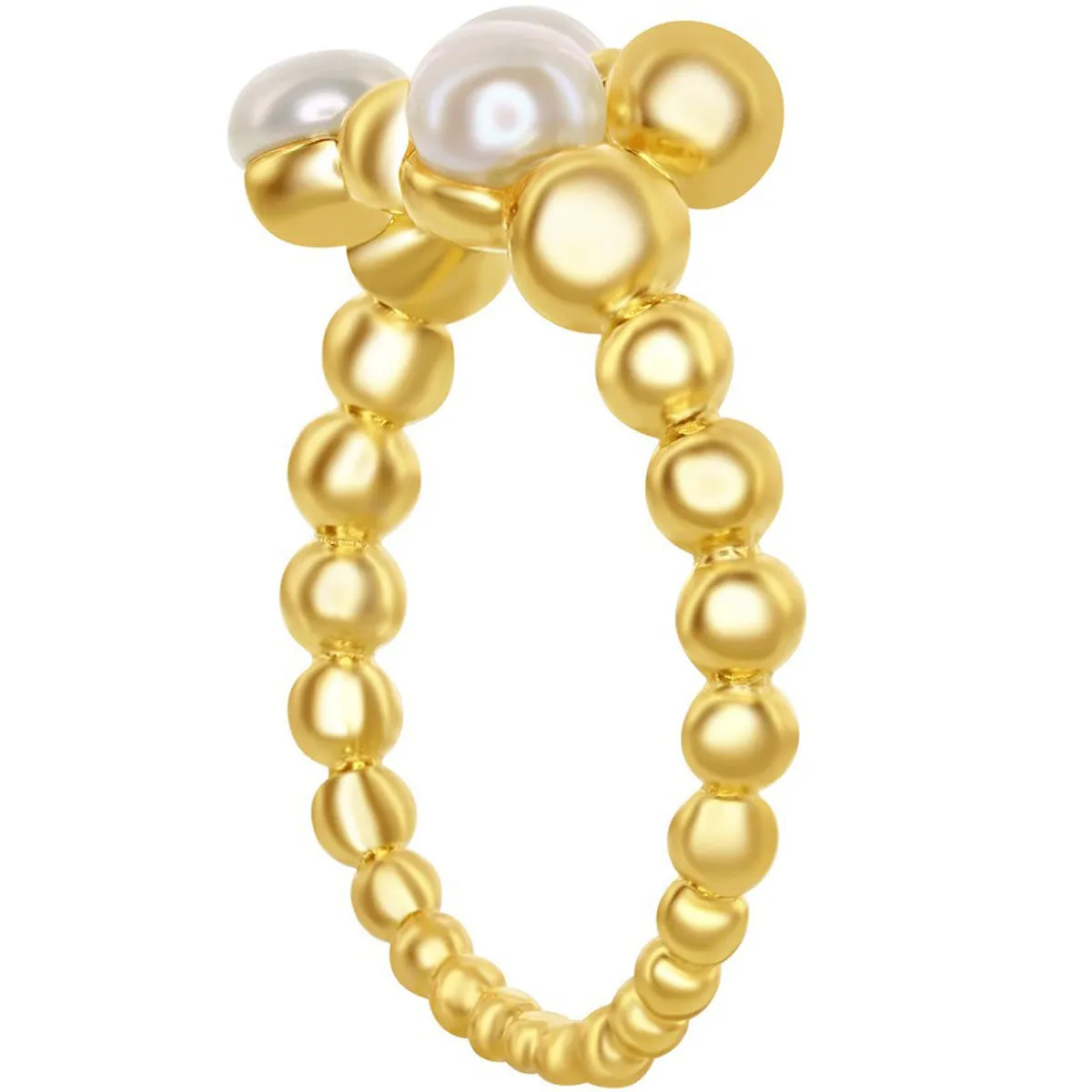 Classic Women's Gold FWP and Beaded Open Ring - W-2674