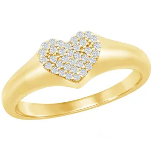 Classic Women's Gold Micro Pave CZ Heart Ring - W-2775