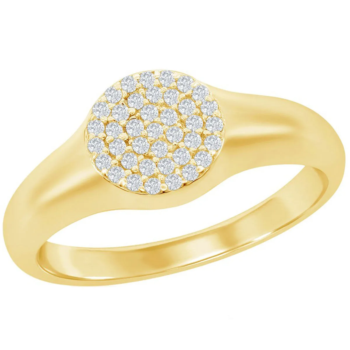 Classic Women's Gold Micro Pave CZ Round Ring - W-2774