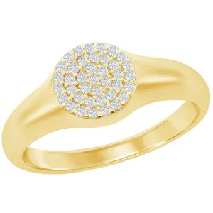 Classic Women's Gold Micro Pave CZ Round Ring - W-2774