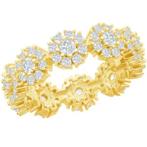 Classic Women's Gold Tone Flower Design CZ Ring - W-2778