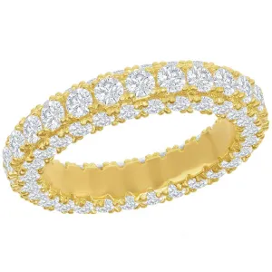 Classic Women's Gold Triple Row White CZ Band - W-2512