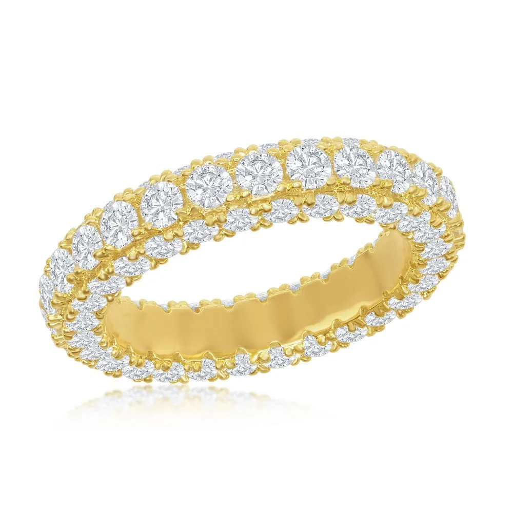 Classic Women's Gold Triple Row White CZ Band - W-2512