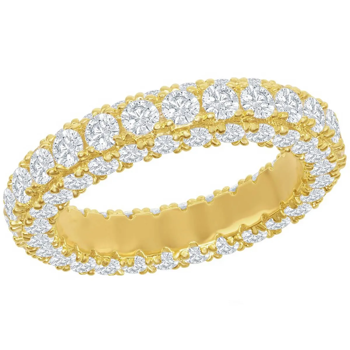 Classic Women's Gold Triple Row White CZ Band - W-2512