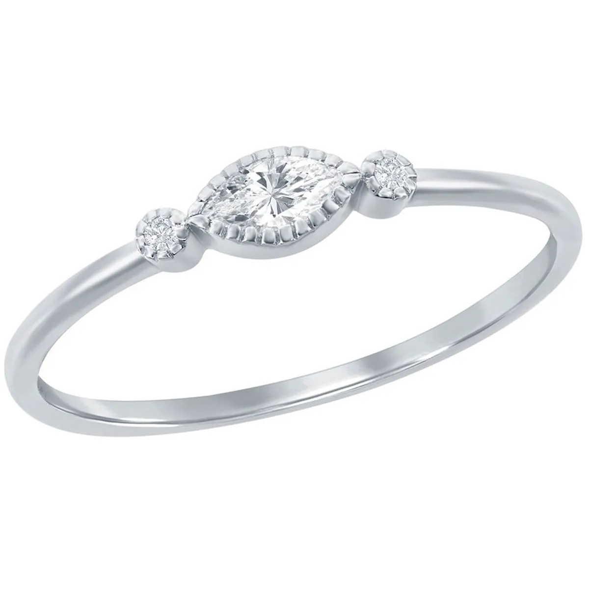 Classic Women's Marquise and Bezel-Set CZ Ring - W-2743