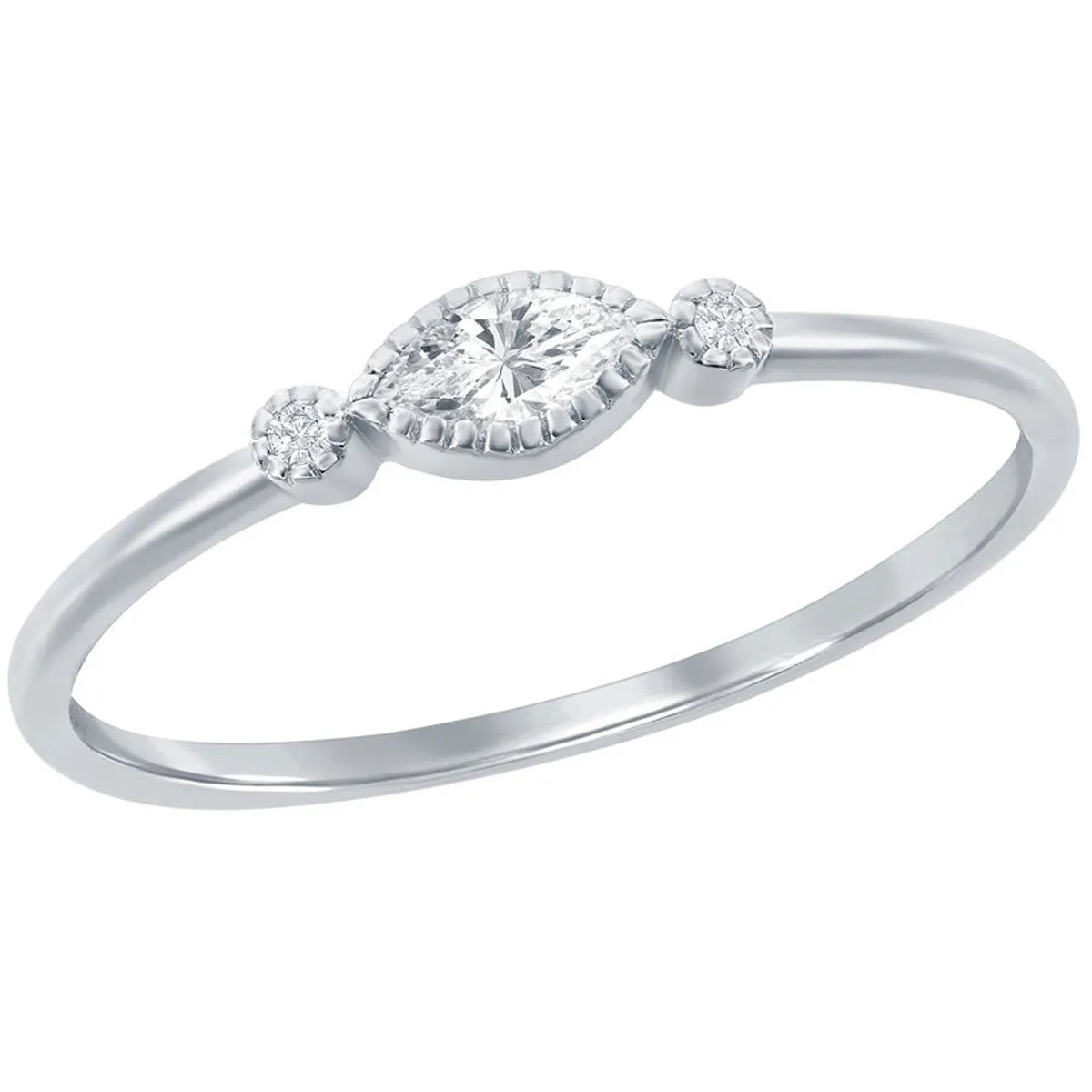 Classic Women's Marquise and Bezel-Set CZ Ring - W-2743