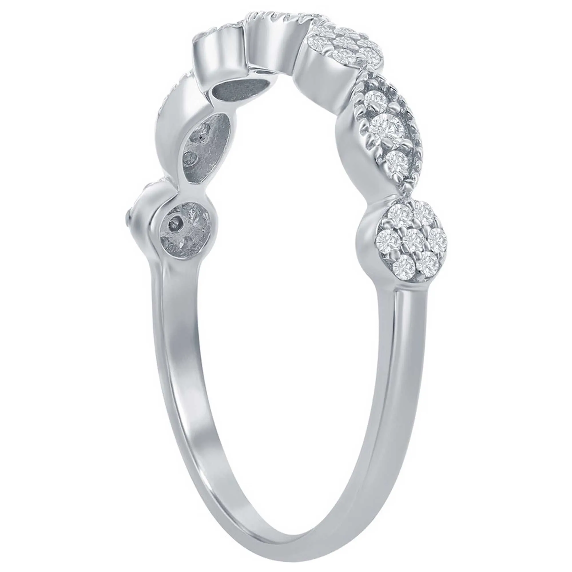 Classic Women's Micro Pave CZ Half Eternity Ring - W-2776