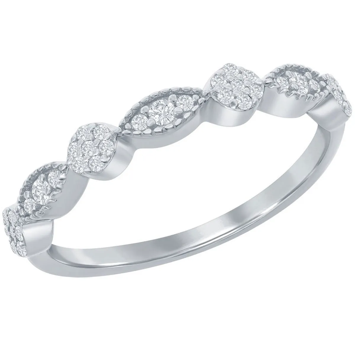 Classic Women's Micro Pave CZ Half Eternity Ring - W-2776